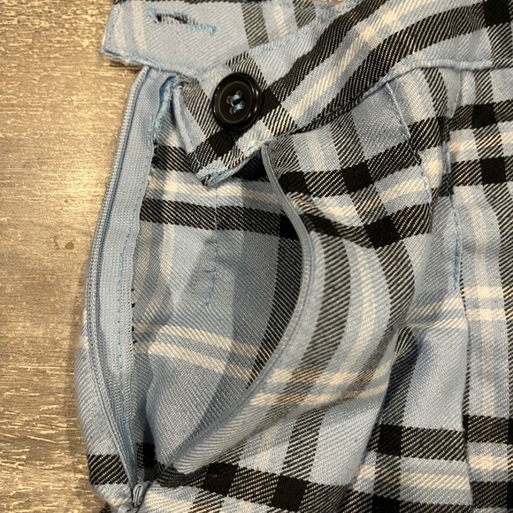 Streetwear Society Light Blue Navy Blue White Plaid Pleated Mini Skirt Small - Picture 2 of 7